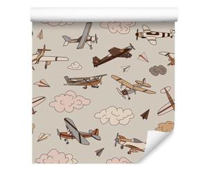 Wallero Papier peint intissé Avions style vintage 50×1000 cm