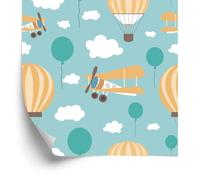 Wallero Papier peint intissé Ballons, nuages et avions et ciel 50×1000 cm