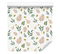 Wallero Papier peint intissé Feuilles - blanc et crème 50×1000 cm