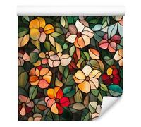 Wallero Papier peint intissé Fleurs effet vitrail - vert 50×1000 cm