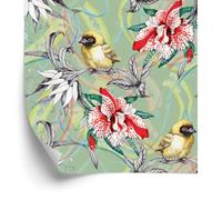 Wallero Papier peint intissé Oiseaux multicolores parmi fleurs 50×1000 cm