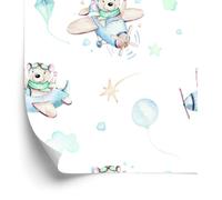 Wallero Papier peint intissé Oursons en peluches dans avions 50×1000 cm