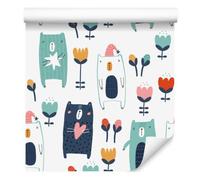 Wallero Papier peint intissé Oursons parmi fleurs 50×1000 cm