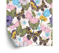 Wallero Papier peint intissé Papillons parmi fleurs 50×1000 cm