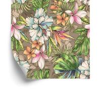 Wallero Papier peint intissé Raj en fleurs et palmiers feuilles 50×1000 cm