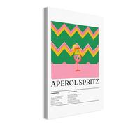 Wallero Tableau sur toile Aperol Spritz avec Coloré Zigzag - Déco murale moderne & impression artistique | Tableau pour salon chambre cuisine entrée 80x120