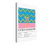 Wallero Tableau sur toile Cuba Daiquiri avec Zigzag - Déco murale moderne & impression artistique | Tableau pour salon chambre cuisine entrée 50x75