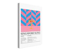 Wallero Tableau sur toile Singapore Sling sur Rose Zigzag - Déco murale moderne & impression artistique | Tableau pour salon chambre cuisine entrée 70x100