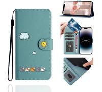 Wallet Case For Samsung Galaxy A32 4G (6.4 Inches), Leather Flip Case, Cat Magnetic Protective Cover Case For Samsung Galaxy A32 4G, Green