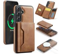 Wallet Case for Samsung Galaxy S25 Ultra, S24, S23 Series with Stand, Compatible with Magsafe, Detachable Magnetic Leather Holster Cover with Card Holder (S24,Brown)