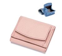Wallet, Foldable Slim Compact Card Holder, Unisex Wallet with Coin Pouch(Light Pink)
