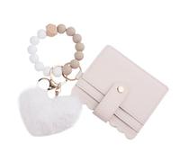 Wallet Keychain Wristlet For Women, Plush Heart Keychain Wallet, Slim