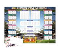 WALLFID 98x70cm Affiche Calendrier Coupe du Monde 2026,Heure Europe Centrale,Coupe du Monde,Competition 2026,Decoration Murale Pour Salon Bureau