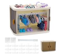 WALLFID Armoire Pliable pour vêtements de poupées avec 15 cintres de poupées, boîte de Rangement Anti-poussière pour Mini poupées 10-17 cm, Organiseur Portable pour Voyage, Rangement et décoration