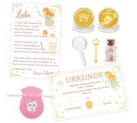 WALLFID Cadeaux Fée des Dents pour Enfants, Coffret Magique Fée des Dents comme Tooth Fairy Keepsake, Surprise Dent de Lait avec Pièce Fée des Dents, Récompense Perte de Dent pour Filles Garçons