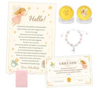 WALLFID Coffret Cadeau Fée des Dents & Fée de la Tétine - Lettre, Pièce Porte-bonheur, Carte & Pochette en Velours - Rituel magique pour fêter la perte d’une dent ou l’adieu à la tétine