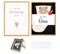 WALLFID Coffret cadeau pour annonce de grossesse, boîte surprise avec chaussons de bébé, tu vas devenir mamie, papi ou tata, tendre annonce de bébé pour futurs grands-parents et famille (Mamie)