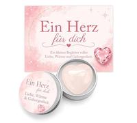WALLFID Coffret Cristal Cœur, pierre cœur 3 cm avec carte et boîte, Pocket Hug porte-bonheur, cadeau réconfortant et pierre chance pour couple, examen, anniversaire ou opération (Rosa)