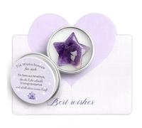 WALLFID Étoile Porte-Bonheur en Pierre Naturelle dans boîte Cadeau Antichoc, compacte et Facile à emporter, avec Carte Message et Carte à écrire, idée Cadeau pour Amour, Courage et Espoir