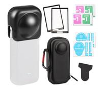 WALLFID Lot de 4 accessoires compatibles avec Insta360 X4, sac de rangement, housse d'objectif en silicone et 2 protecteurs d'écran, coque rigide de petite taille avec mousqueton, sac de rangement de