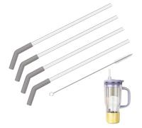 WALLFID Lot de 4 pailles de rechange, en Tritan, 10 mm, compatibles avec Ninja BlendBOSS Blender Tumbler avec 4 capuchons de paille en silicone et brosse de nettoyage, réutilisables, pour smoothies et