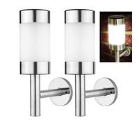 Wallfire LED Solar wall light, 2 Pcs acier inoxydable LED Solar wall light extérieur jardin Cour induction lumière porte d'entrée clôture accès garage Cour éclairage
