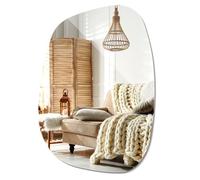 Wallfluent Miroir Forme Unique 78,5x57 cm Organique Ondulé Non Encadré pour la Salle de Bain, Entrée, Chambre, Salon Irreguliere Asymétrique Décoration Intérieure Minimaliste Montage Mural