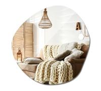 Wallfluent Miroir Mural 57,5x58 cm Asymétrique Organique pour Couloir, Salle de Bain, Cuisine, Chambre à Coucher Style Minimaliste Décoratif Suspendu avec Bords Polis Non Encadré