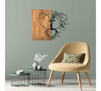 Wallity Accessoire mural élégant en bois, noir et noyer, 96 x 3 x 79 cm, 50% bois (3 cm) et 50% métal (1,5 mm), design unique pour les espaces modernes