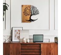 Wallity Accessoire mural élégant et décoratif en bois, 58 x 58 cm, 100% bois et métal, noyer et noir, design unique, parfait pour la décoration intérieure, 3,66 kg