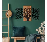 Wallity Accessoire mural élégant et décoratif en bois, 59 x 96 cm, 100% bois et métal, noyer et noir, design unique, parfait pour la décoration intérieure, 4,2 kg