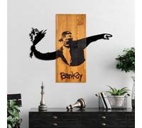 Wallity Accessoire mural élégant et décoratif en bois de noyer et noir, 69 x 58 x 3 cm, 100% bois (3 cm) et métal (1,5 mm), design unique pour une décoration d'intérieur élégante