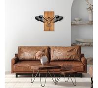 Wallity Accessoire mural élégant et décoratif en bois, noyer et noir, 58 x 88 cm, 50% bois (3 cm) et métal (1,5 mm), texture unique et variations de couleurs