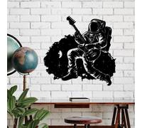Wallity, Astronaut in Rock, Accessoire mural décoratif en métal, noir, 100 % METAL, 66 x 69 cm