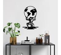 Wallity, Atlas- TNL3139, Noir, Autres décorations pour la maison, 49 x 70 cm, 100% métal (épaisseur : 1