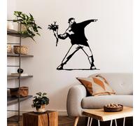 Wallity, Banksy Metal 01, Accessoire mural décoratif en métal, noir, 100 % METAL, 69 x 70 cm