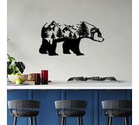 Wallity, Bear- SKL2598, Noir, Autres décorations pour la maison, 70 x 37 cm, 100% métal (épaisseur : 1