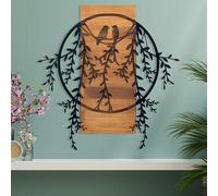 Wallity, Birds In Love 2, Accessoire mural décoratif en bois, 100 % METAL, noir, 63,3 x 65 cm