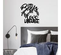 Wallity, Books Language, accessoire mural décoratif en métal, noir, 100 % METAL, 50 x 52 cm