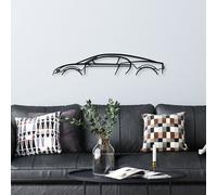 Wallity, Bugatti Veyron Silhouette, Accessoire mural décoratif en métal, 100 % METAL, noir, 70 x 13 cm