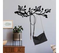 Wallity, Butterfly World, crochet mural en métal, noir, 100 % METAL, 60 x 2 x 24 cm
