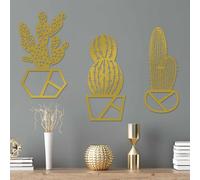 Wallity, Cactus-2, accessoire mural décoratif en métal, or, 100 % METAL, 25 x 45 cm