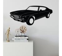 Wallity, Chevrolet Chevelle SS 1969 Malibu, Accessoire mural décoratif en métal, noir, 100 % METAL, 60 x 28 cm