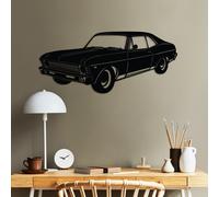 Wallity, Chevrolet Nova 1972 Classic Sedan, Accessoire mural décoratif en métal, noir, 100 % METAL, 60 x 27 cm