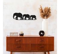 Wallity, Elephants, décoration murale, noir, métal, 15 x 50 cm