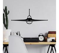 Wallity, F-16 Jet Fighter, Accessoire mural décoratif en métal, noir, 100 % METAL, 60 x 25 cm
