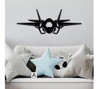 Wallity, F-35 Jet Fighter, Accessoire mural décoratif en métal, noir, 100 % METAL, 60 x 23 cm