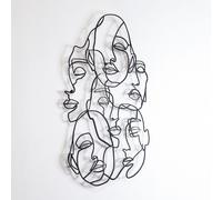Wallity, Faces Line Art- APT743 M, Accessoire mural décoratif en métal, noir, 58 x 79 cm