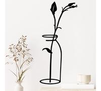 Wallity, Flower In The Vase, décoration murale, noir, métal, 33 x 71 x 0,15 cm