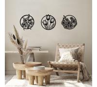 Wallity, Flowers- SKL2340, Noir, Autres décorations pour la maison, 30 x 34 cm, 100% métal (épaisseur : 1